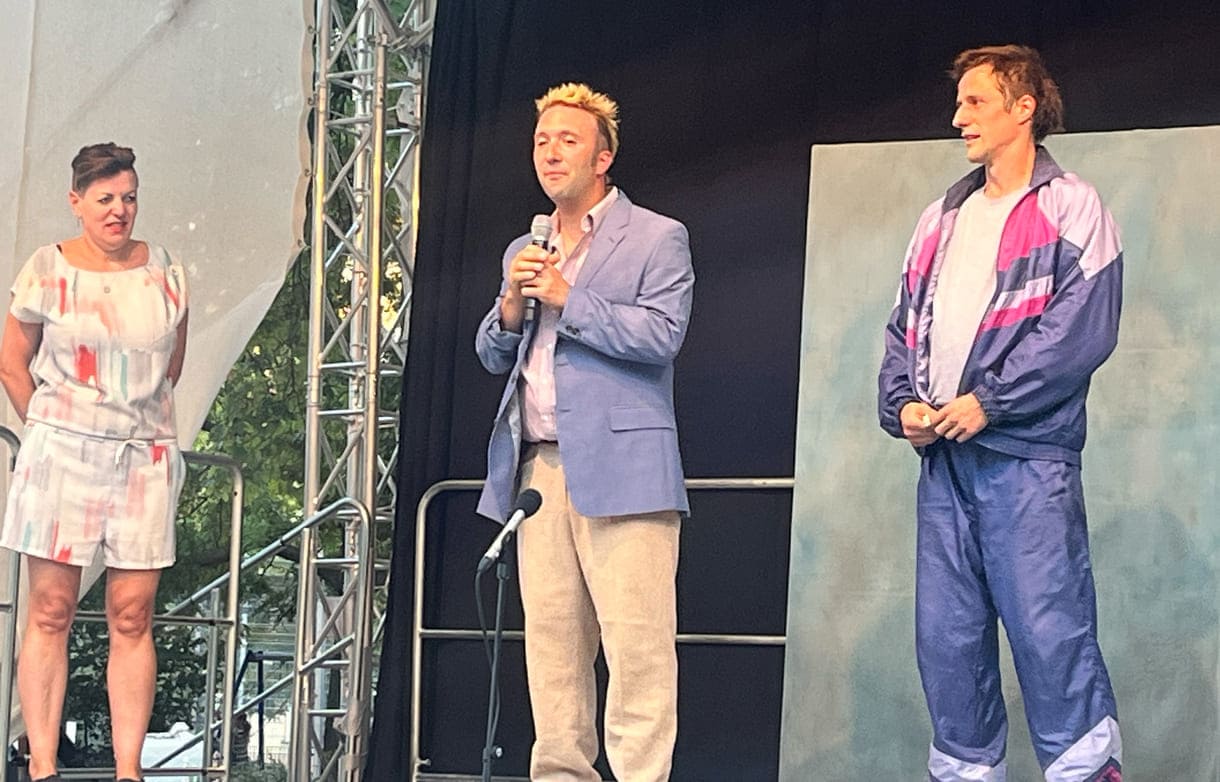 Francesco Procopio und Nikos Wölfl nach dem Stück und ohne Masken