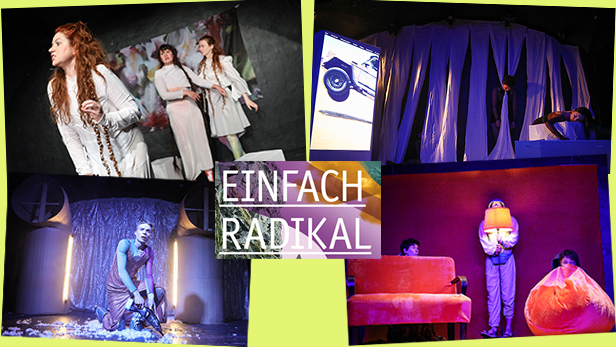 Szenenfotos aus den vier Finalstücken des diesjährigen Nachwuchsbewerbs im Theater Drachengasse (Wien)