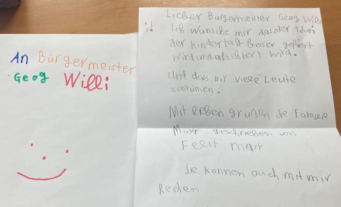 Foto von Felix' Brief an den Innsbrucker Bürgermeister