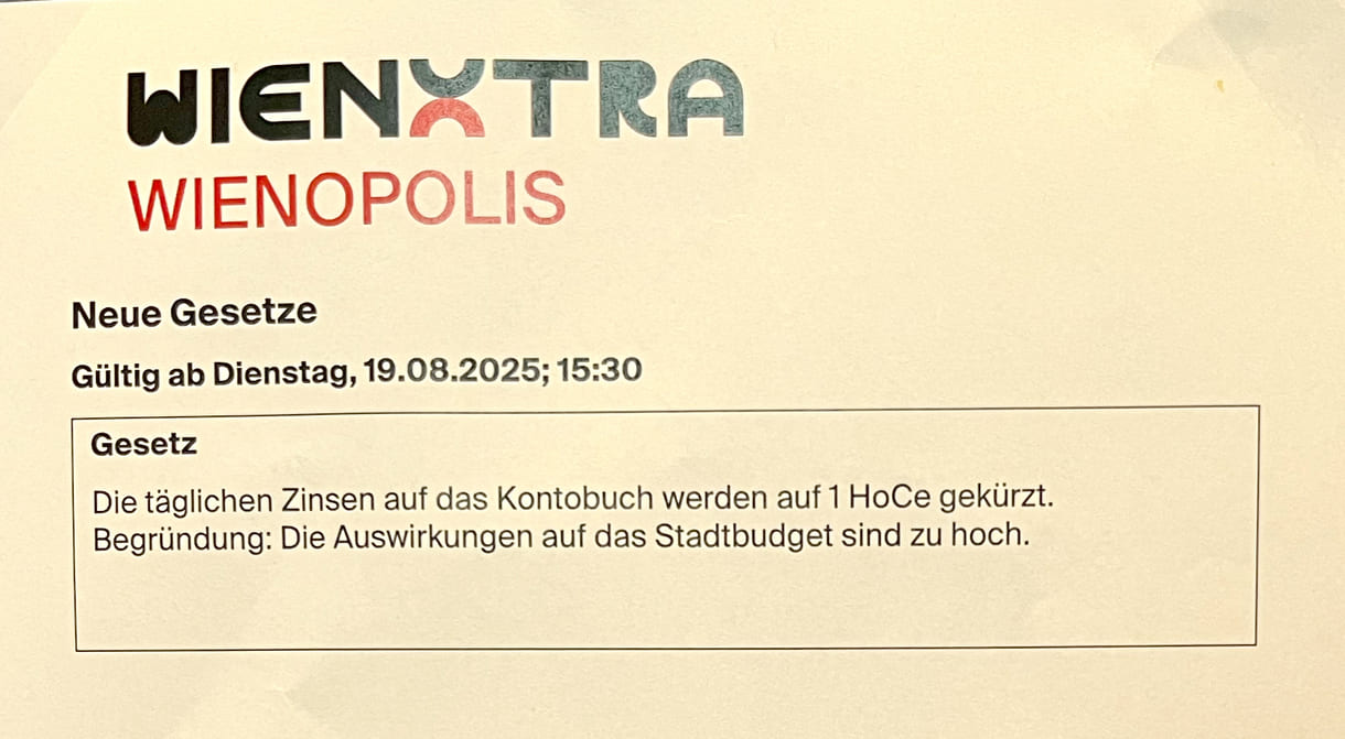 Einige Gesetze und Verordnungen der Kinderstadt 2025 im Wiener Rathaus