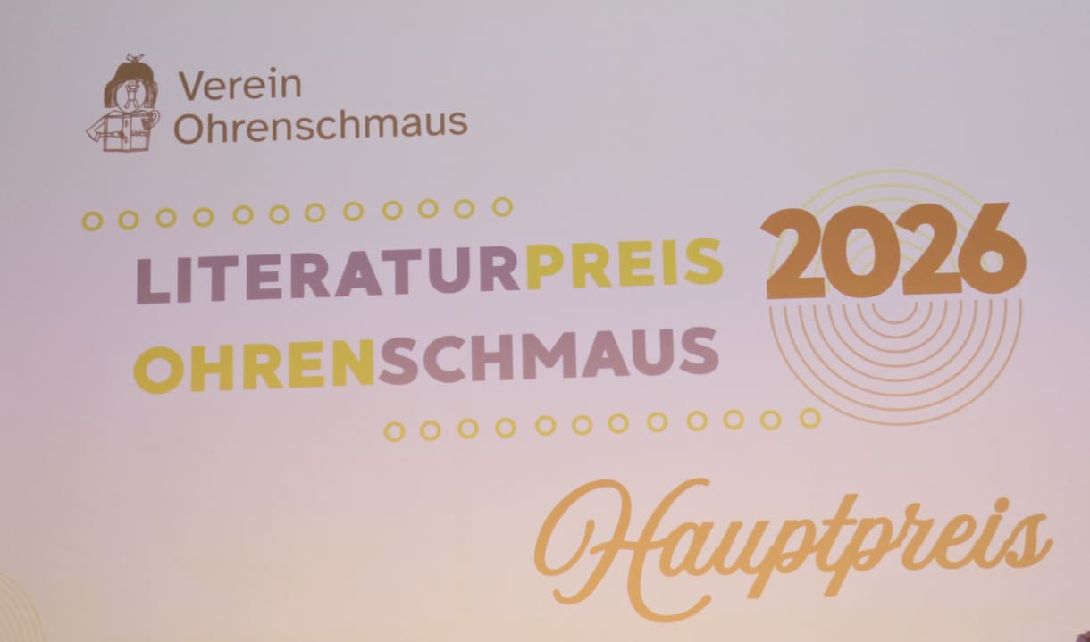 Folie: Hauptpreis beim Literaturpreis Ohrenschmaus 2026