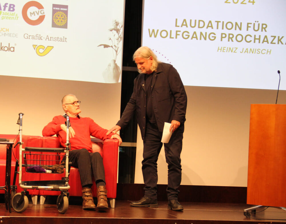 Würdigung für Hauptpreisträger Wolfgang Prochazkas Text - überbracht von Heinz Janisch