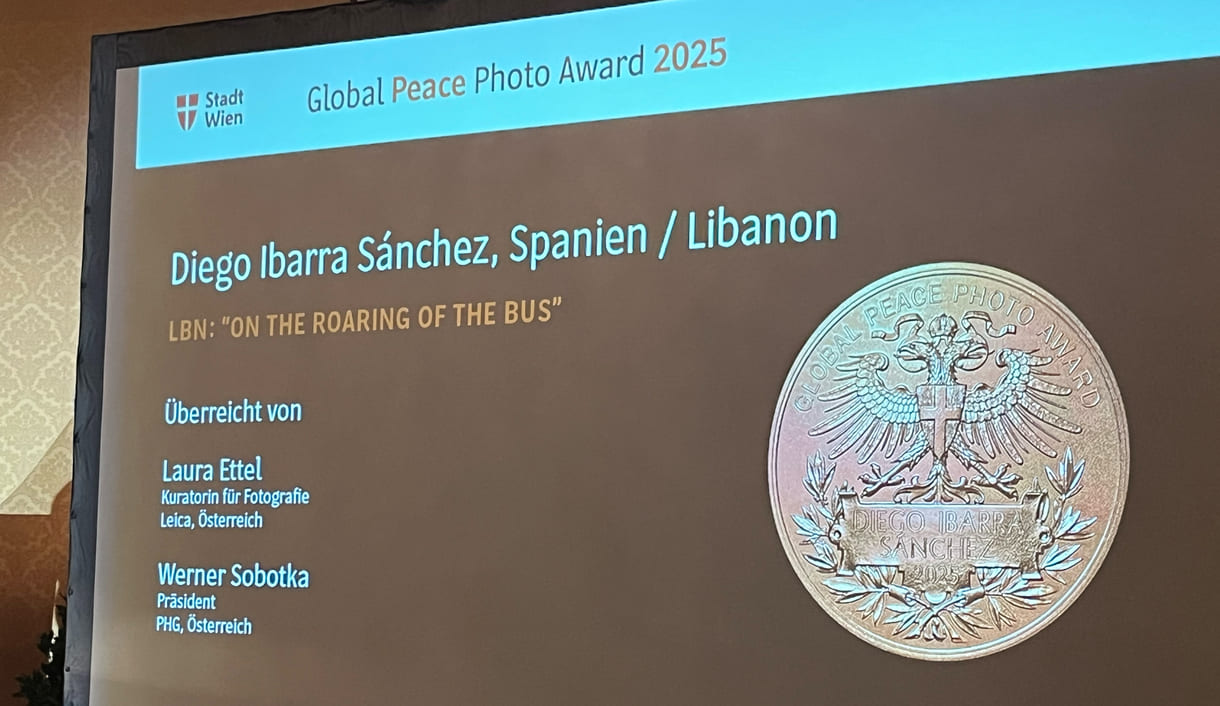 Preis für Diego Ibarra Sánchez, der aus dem kreigsgebeutelten südlibanon auch nicht nach Wien kommen konnte