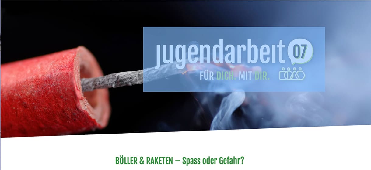 Infos der Plattform Jugendarbeit.at zu Böllern, Raketen und Feuerwerken