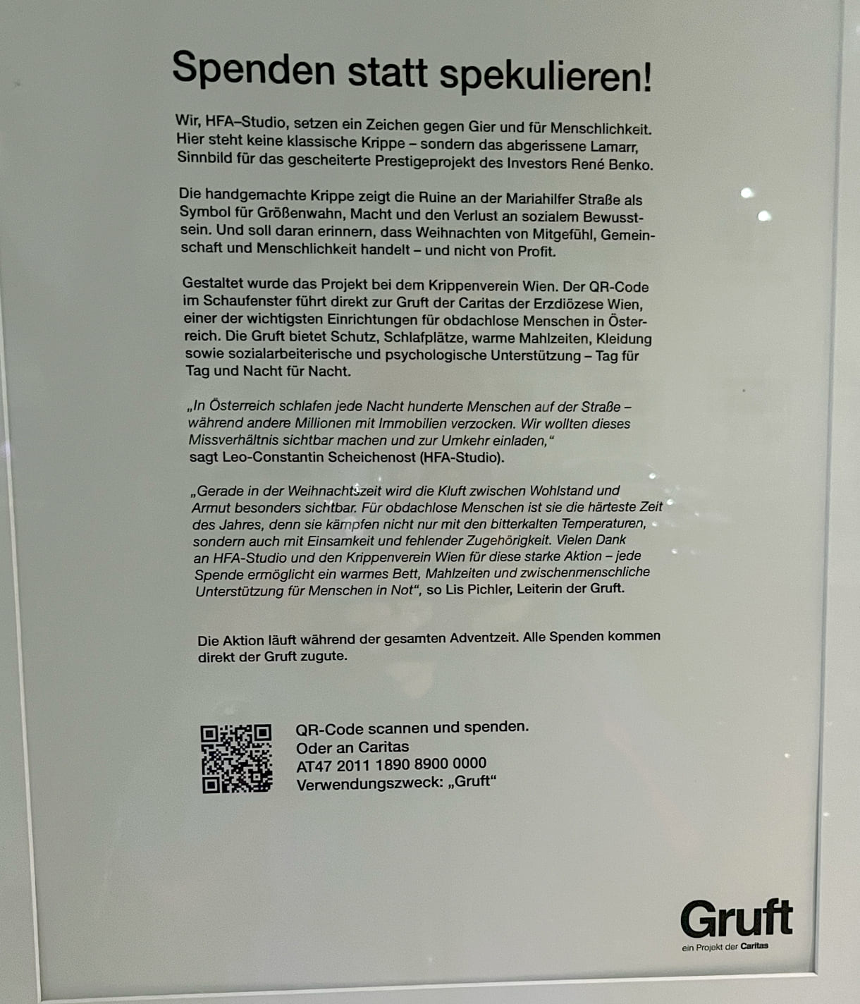 Die wohl ungwöhnlichste Weihnachtskrippe: Modell der Baustellenruine Lamarr - derzeit in einem Geschöftslokal-Schaufenster in der Burggasse