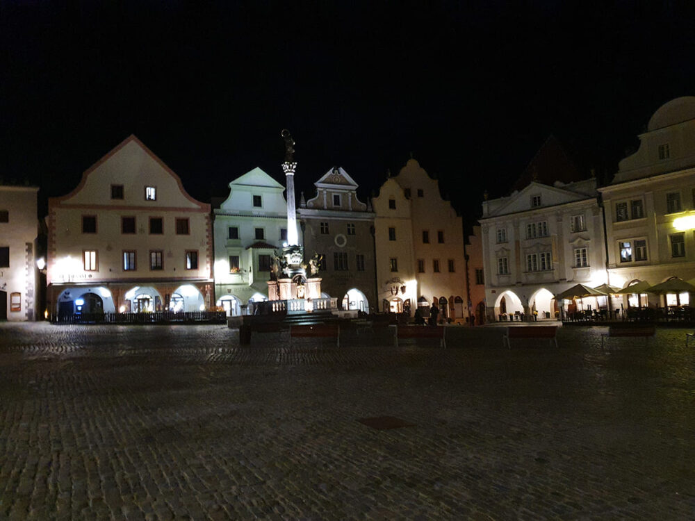 Foto von der Innenstadt Krumaus / Český Krumlov in der Tschechichen Republik, im Landesteil Böhmen