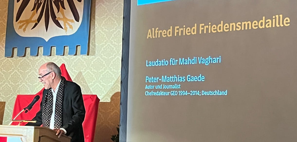 Laudation für den Gewinner Mahdi Vaghari