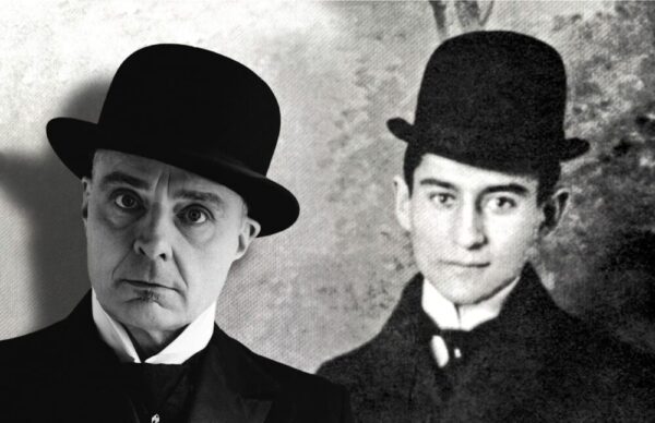 Bildmontage aus einem Foto von Thomas Maurer im Kafka-Style und von Franz Kafka selbst