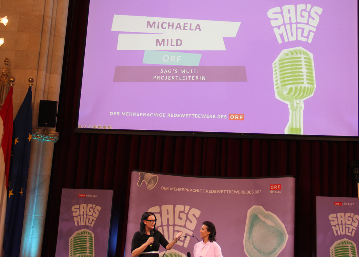 Sag's-Multi-Projektleiterin Michaela Mild mit Moderatorin Ute Pichler (beide ORF)