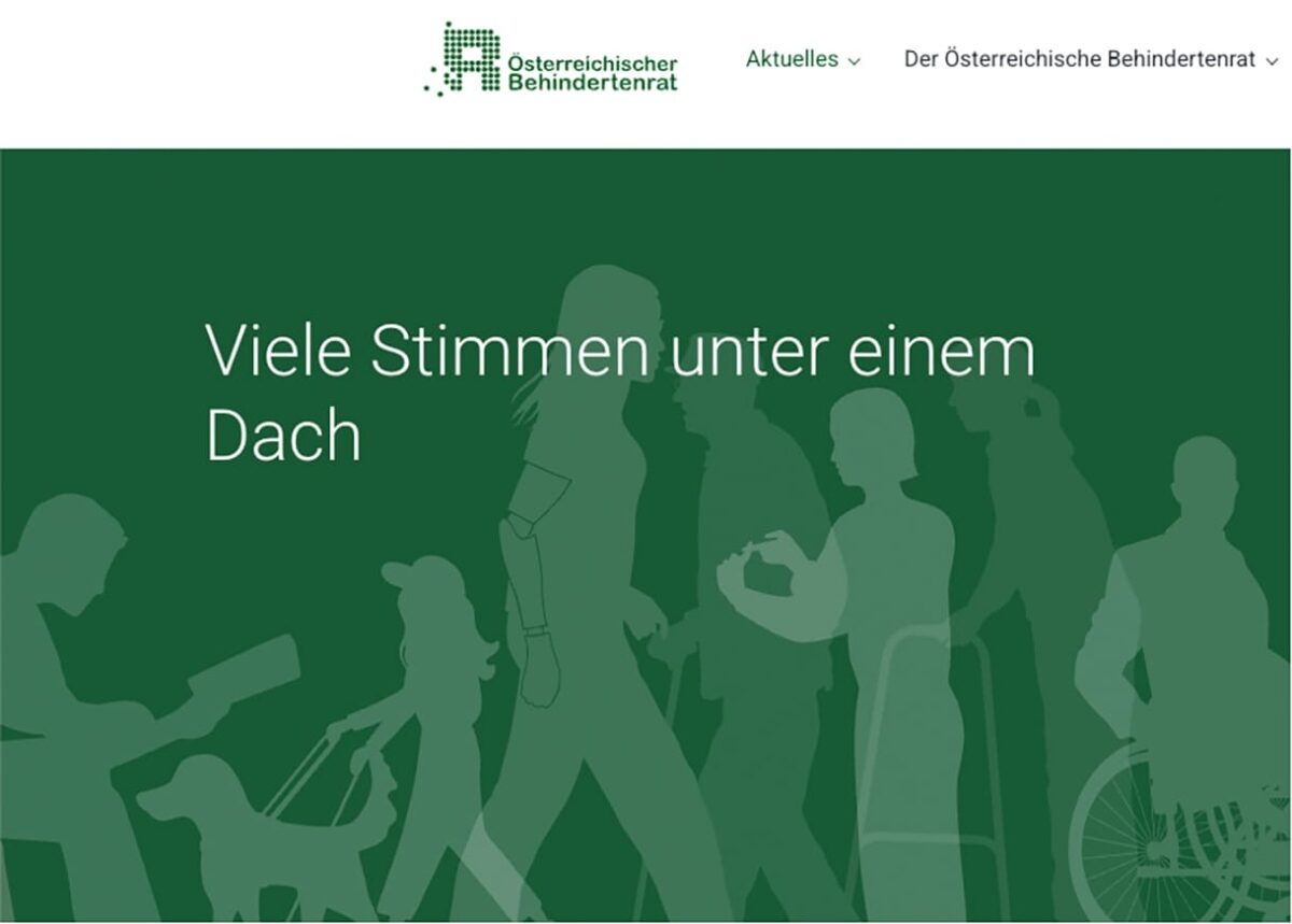 Screenshot von der Homepage des österreichischen Behindertenrates
