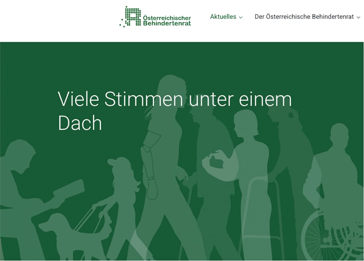 Screenshot von der Homepage des österreichischen Behindertenrates