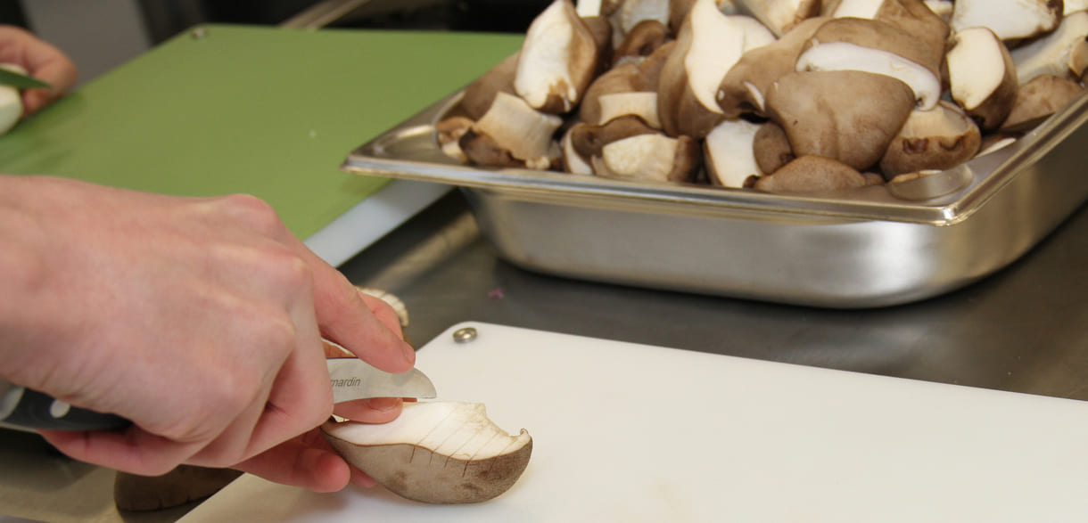 Pilze werden eingeschnitten