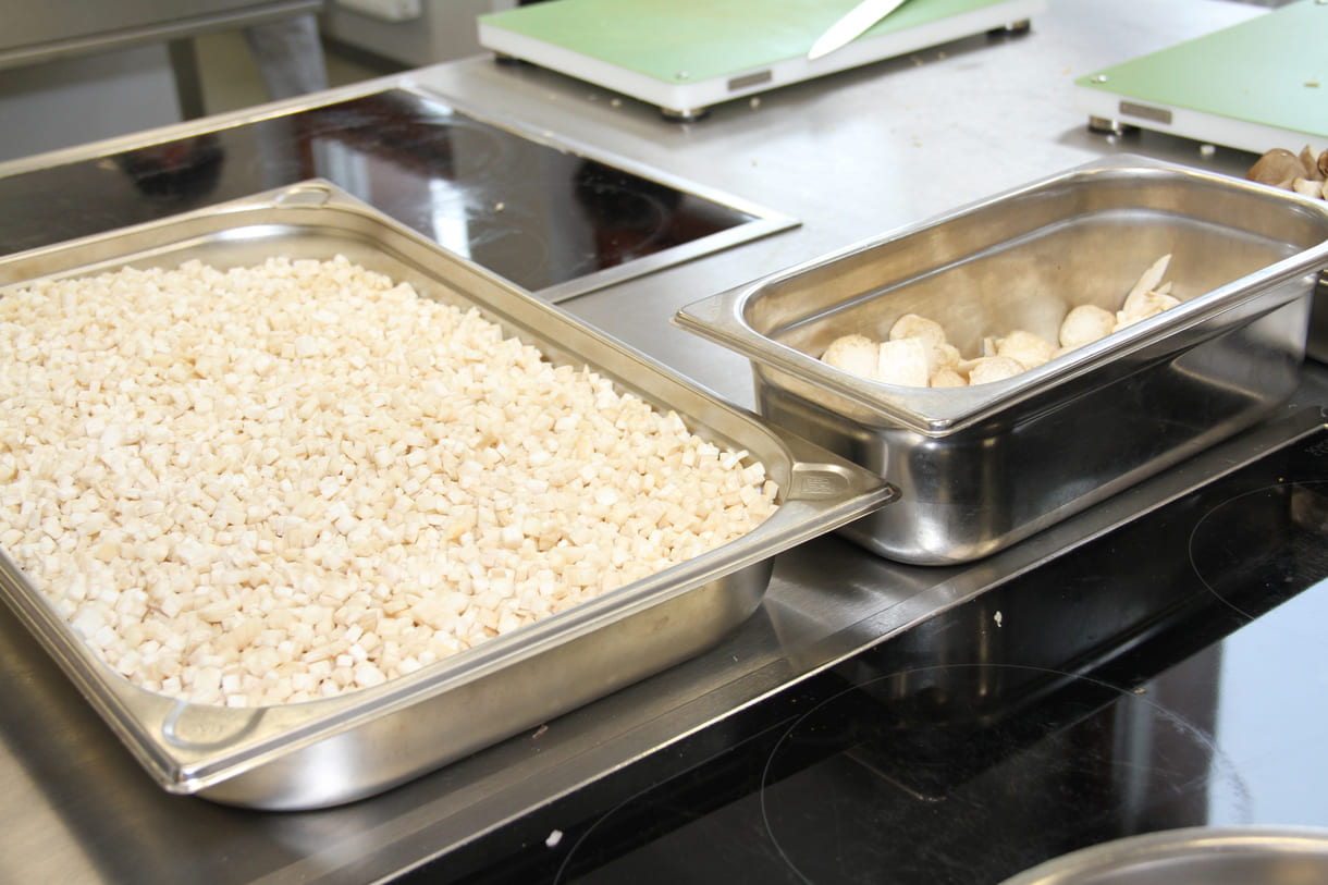 Geschnittene Pilzwürfelchen