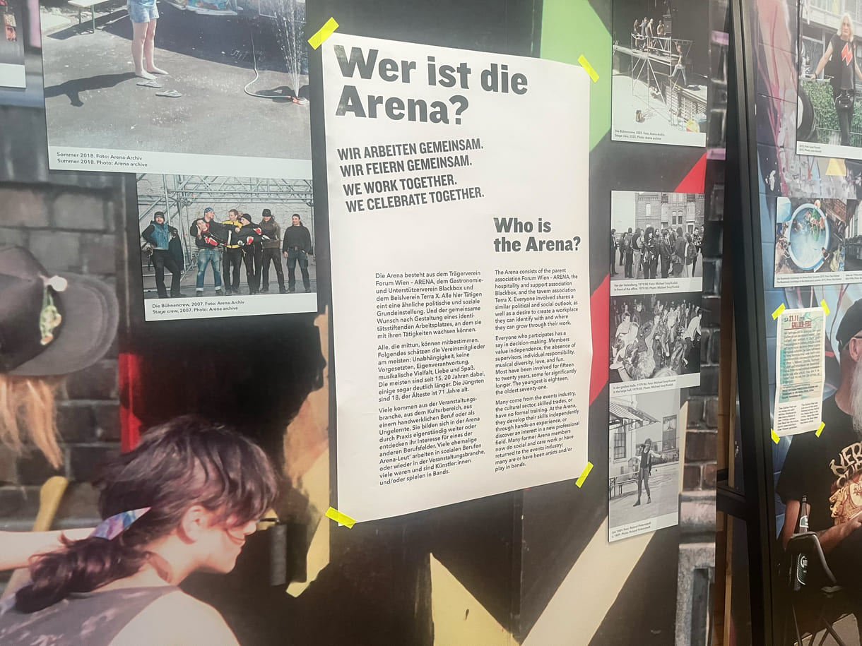 Wand mit Plakaten der Arena - in der kleinen Ausstellung im Wien Museum
