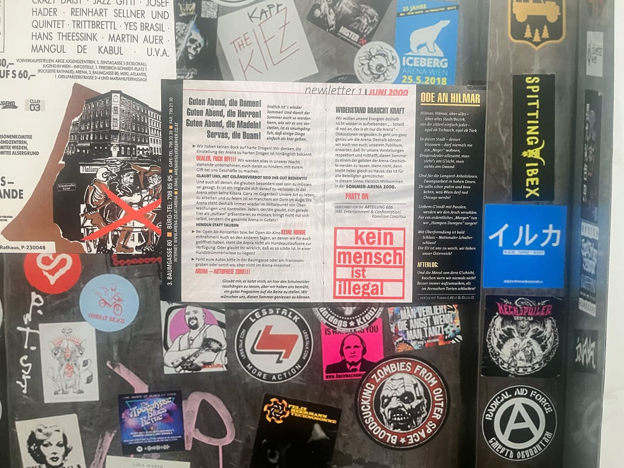 Wand mit Plakaten der Arena - in der kleinen Ausstellung im Wien Museum