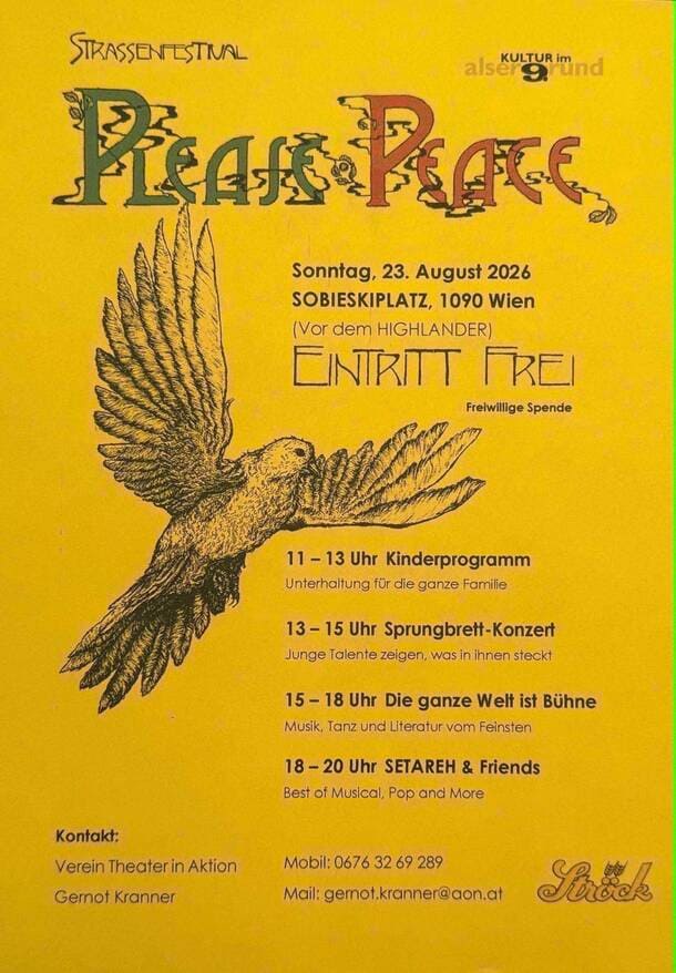 Plakat für das Friedensfest am Wiener Sobieskiplatz