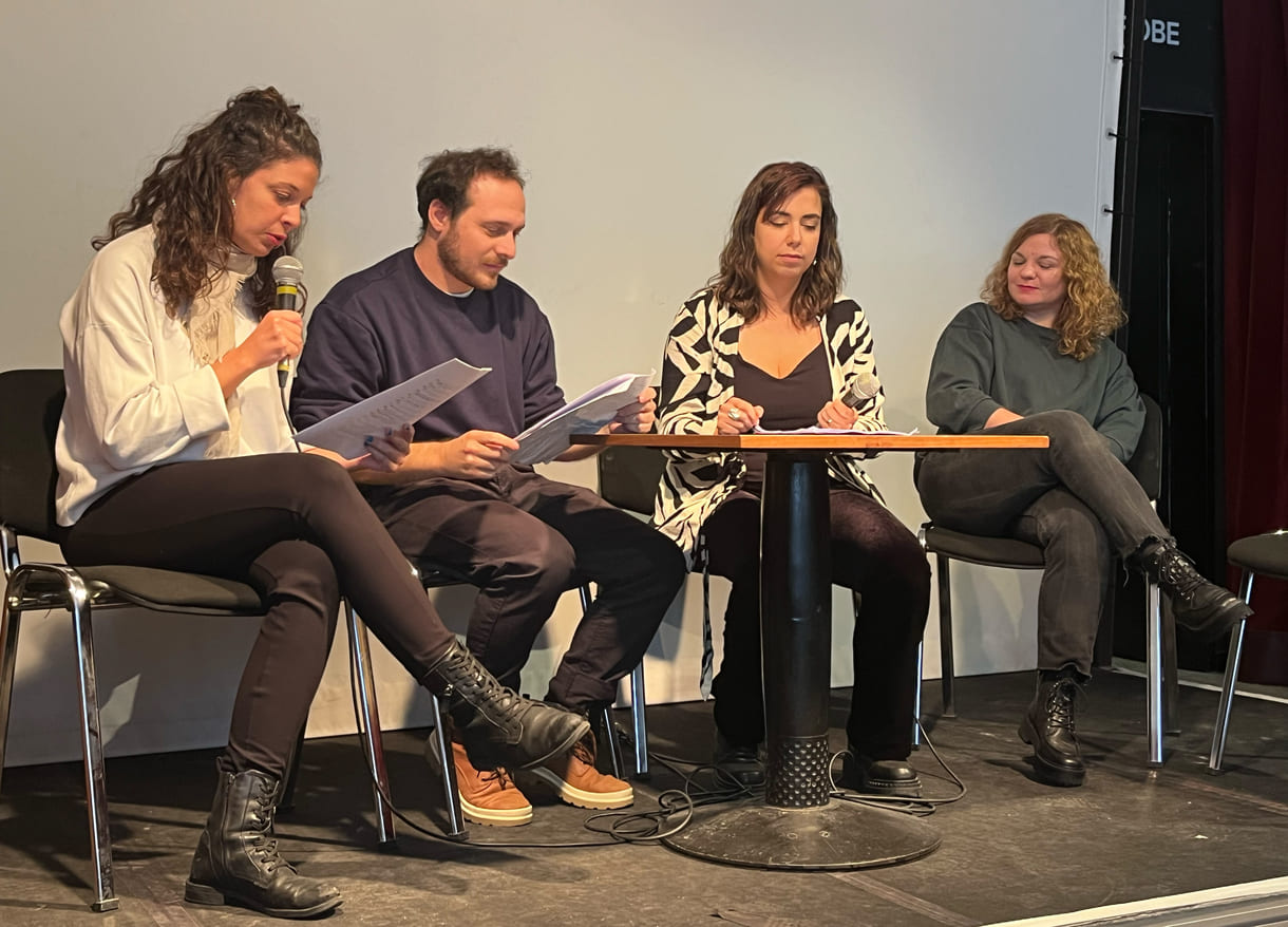 Inès Khannoussi, Samuel Machto, Roxana Stern und Elise Hofner vom Projekt „Langsam ohne zu zögern“