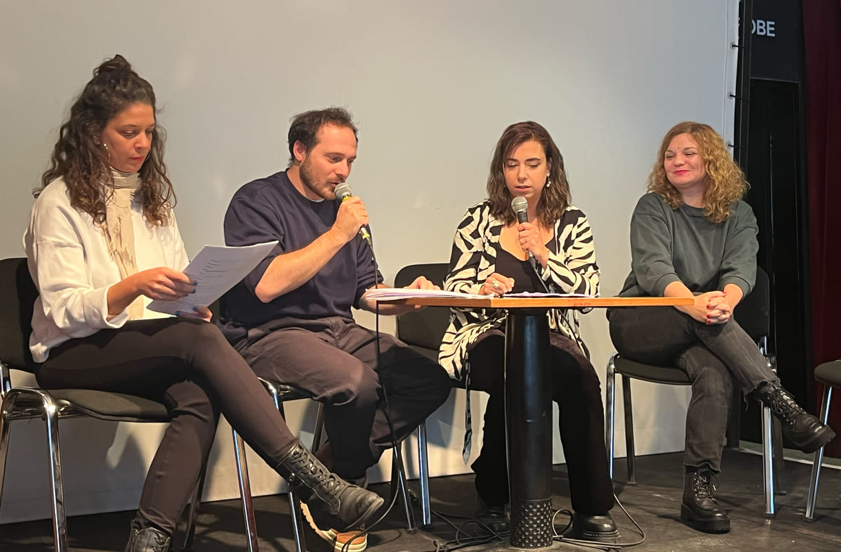 Inès Khannoussi, Samuel Machto, Roxana Stern und Elise Hofner vom Projekt „Langsam ohne zu zögern“