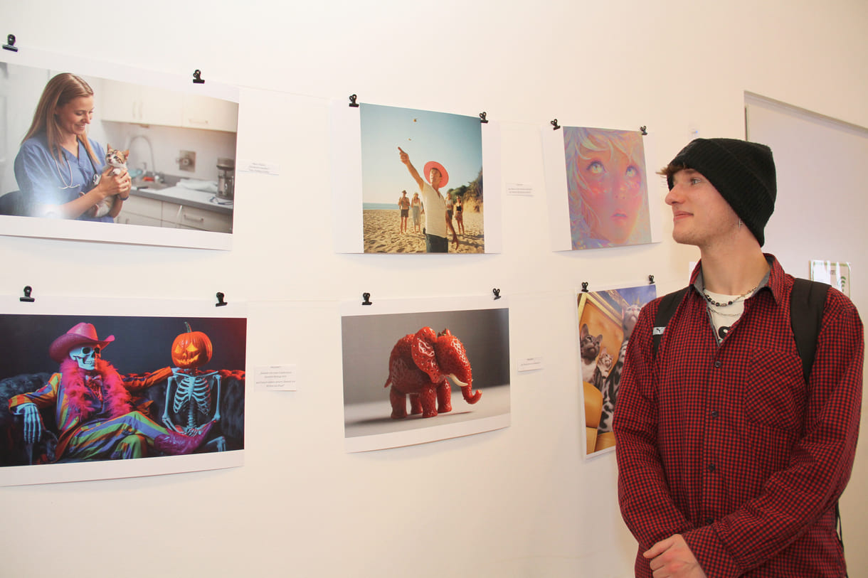 Raphael mit dem Suchbildrätsel Ameise am Strand sowie dem Erdbeer-Elefanten