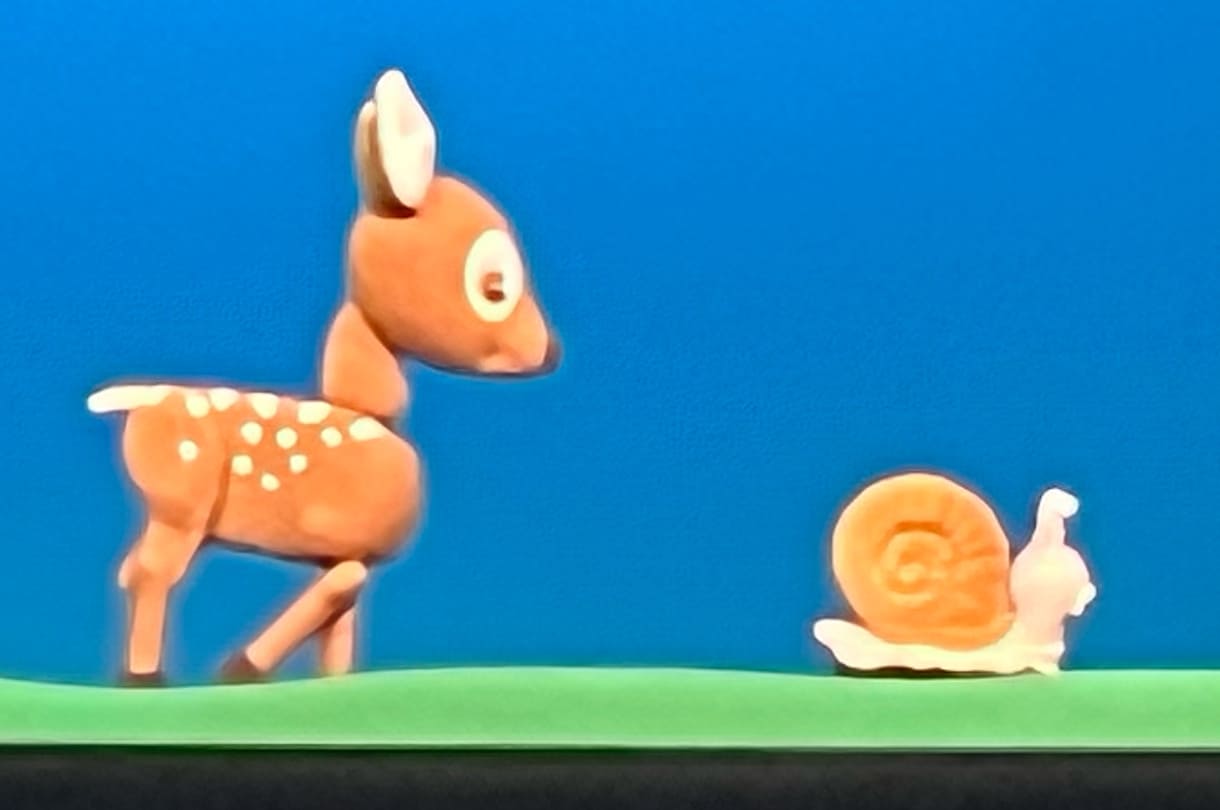 Rehkitz und Schnecke