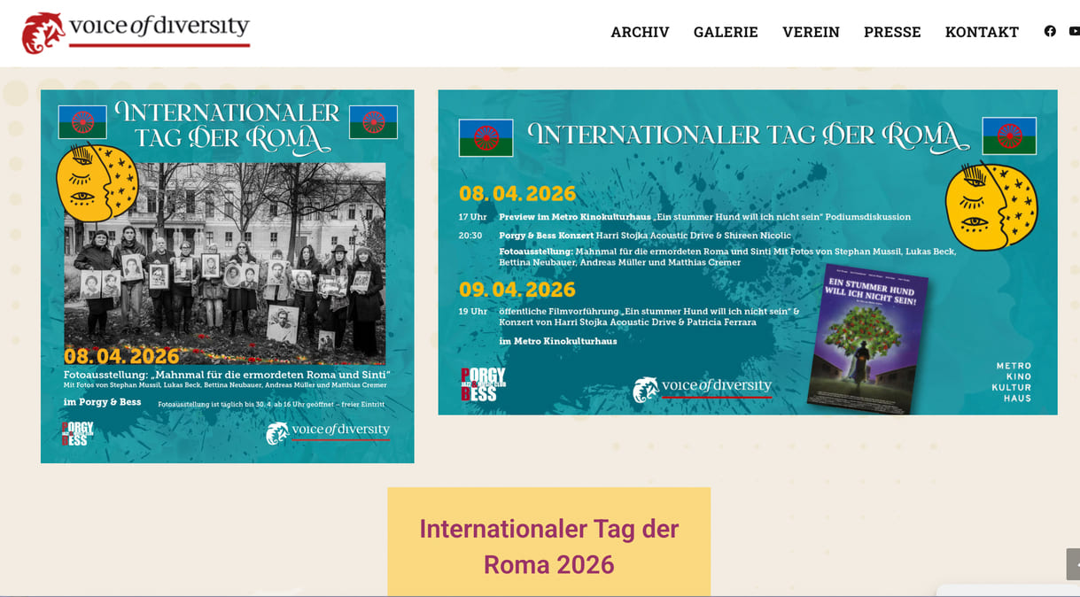 Screenshot der Homepage von 