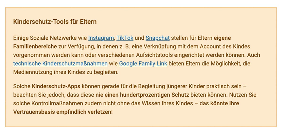 Safer-Internet-Toll-Box für Kinderschutz-Möglichkeiten für Eltern