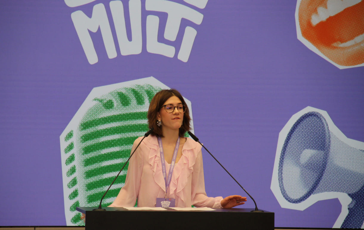 Sarah Schermaier (VBS – Vienna Business School, private Handelsakademie, Schönborngasse) sprach Englisch und Deutsch