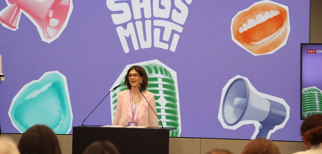 Sarah Schermaier (VBS – Vienna Business School, private Handelsakademie, Schönborngasse) sprach Englisch und Deutsch