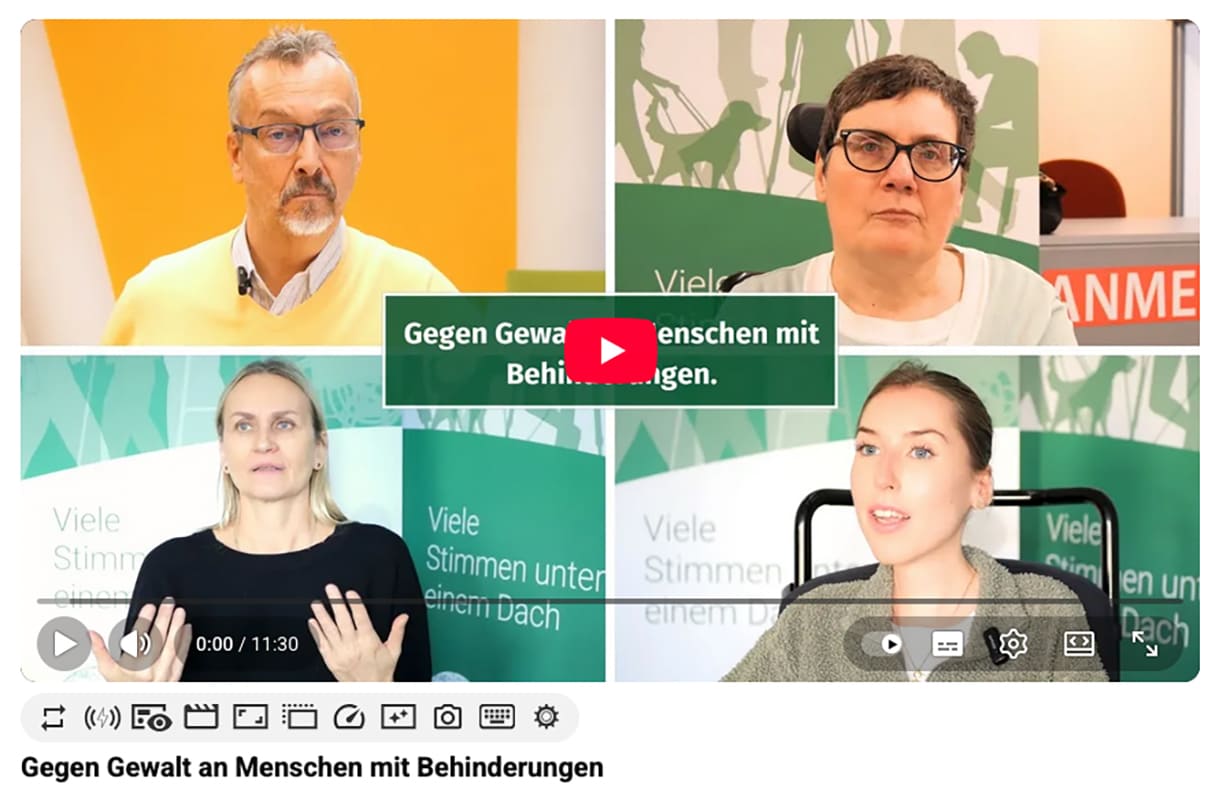 Screenshot des Video-Gesprächs über Gewalt an Menschen mit Behinderung, organisaiert vom Österreichischen Behindertenrat
