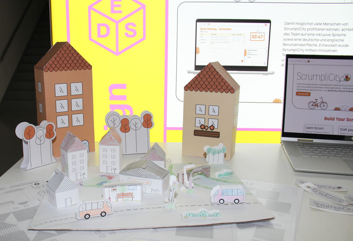 Details der Papier-Stadt, um ein digitales Werkzeug zu erlernen