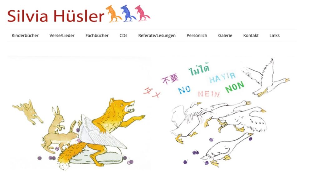 Screenshot der Homepage von Silvia Hüsler