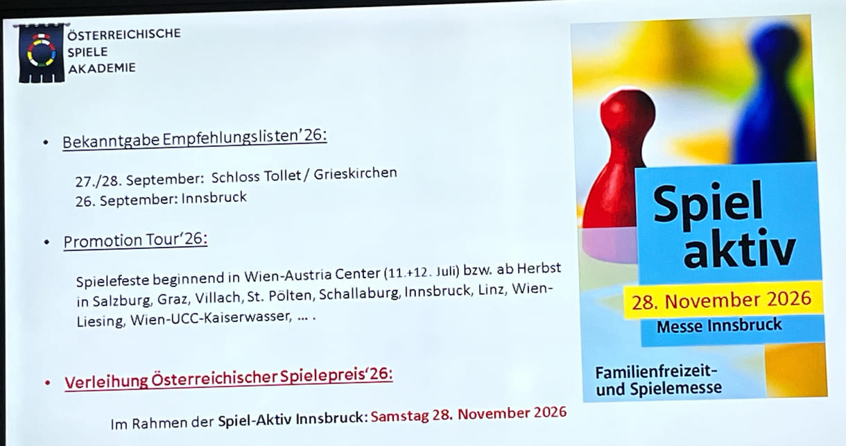Tourdaten der Vorstellung der Preis-Spiele