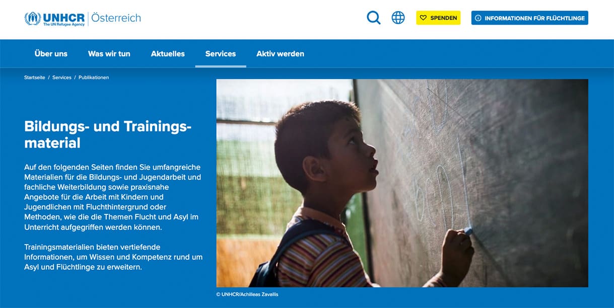 UNHCR bietet Material rund um Flucht zum Download an