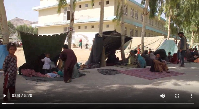 Screenshot aus einem Video aus dem Flüchtlingslager für Binnen-Vertrieben in Haji in der Provinz Kandahar