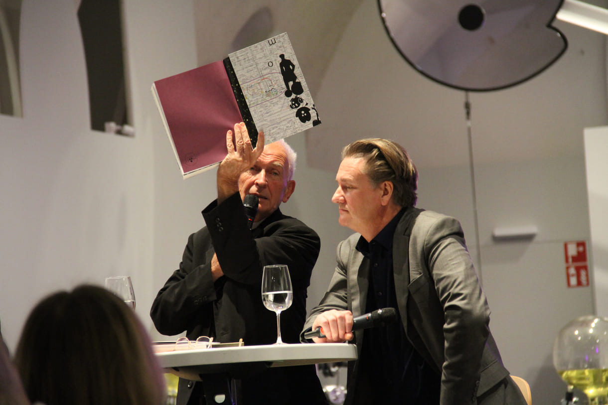 Verleger Johannes Schlebrügge und Künstler Thomas Feuerstein