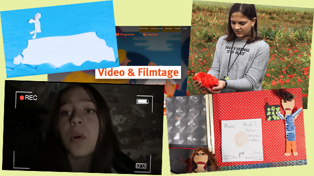 Screenshots aus den vier Filmen von Kindern/Jugendlichen zum themenschwerpunkt "Weltansichten" bei den 25. video- und Filmtagen in Wien