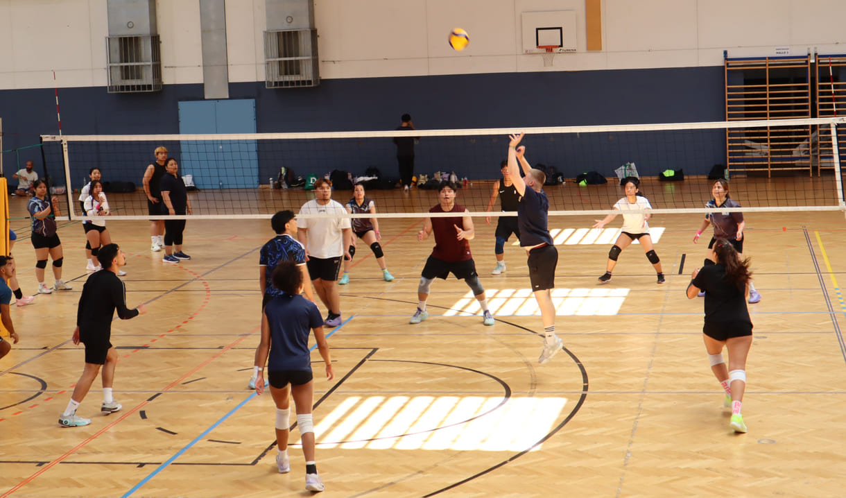 Gleichzeitig viele Volleyball-Spiele in der Halle