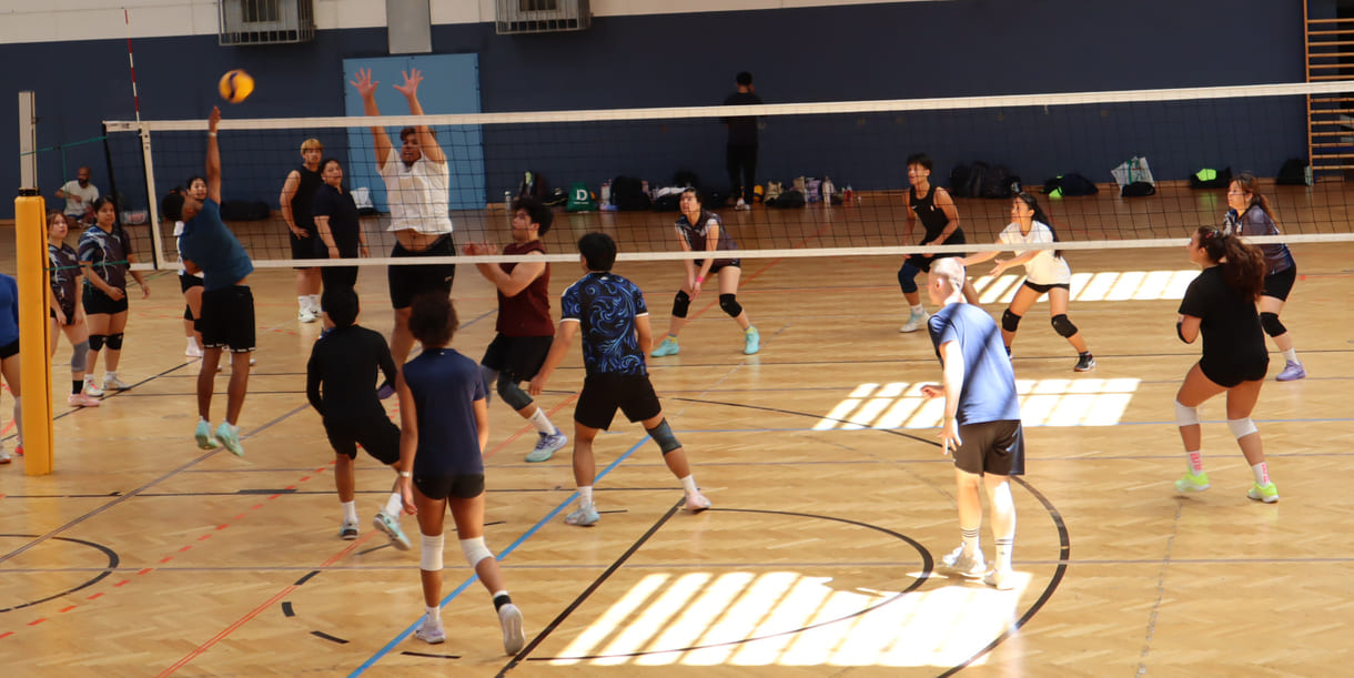 Gleichzeitig viele Volleyball-Spiele in der Halle