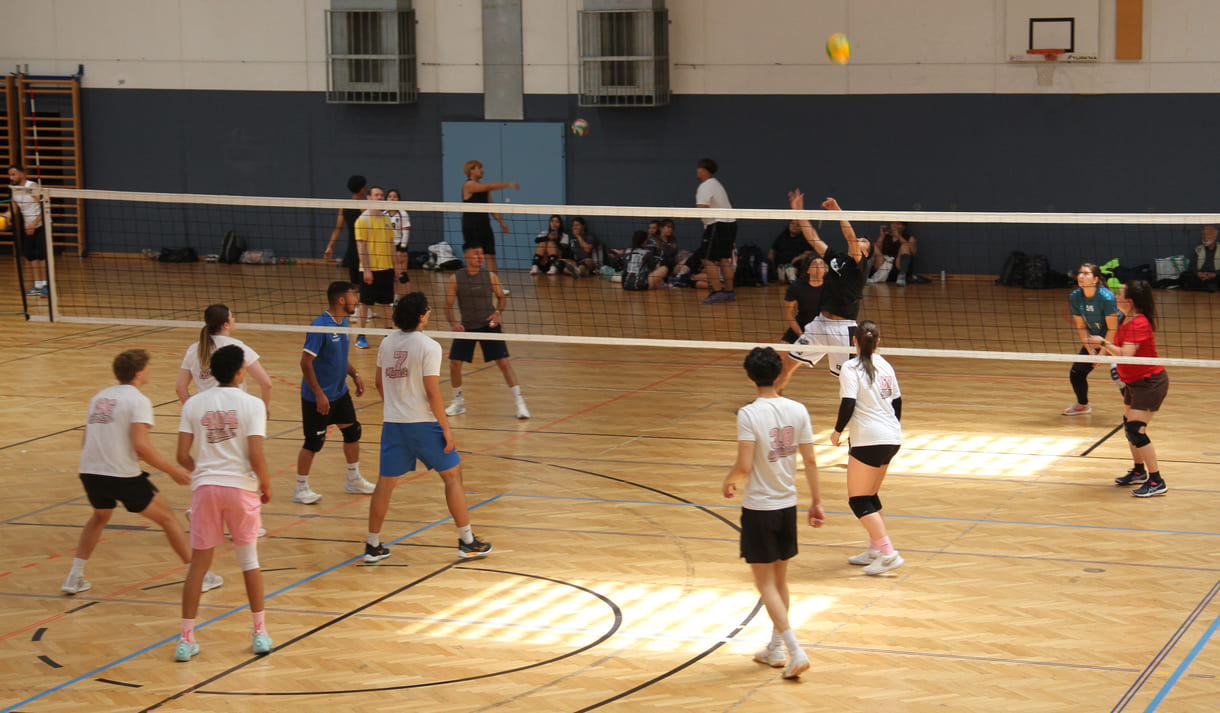 Gleichzeitig viele Volleyball-Spiele in der Halle