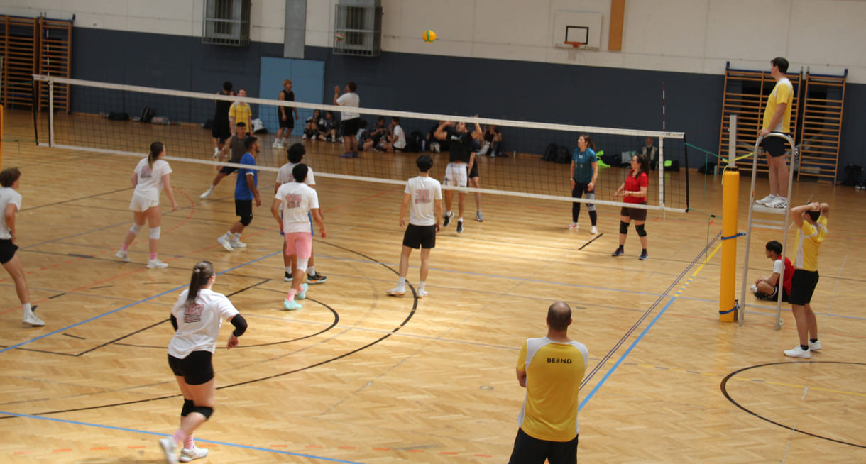 Gleichzeitig viele Volleyball-Spiele in der Halle