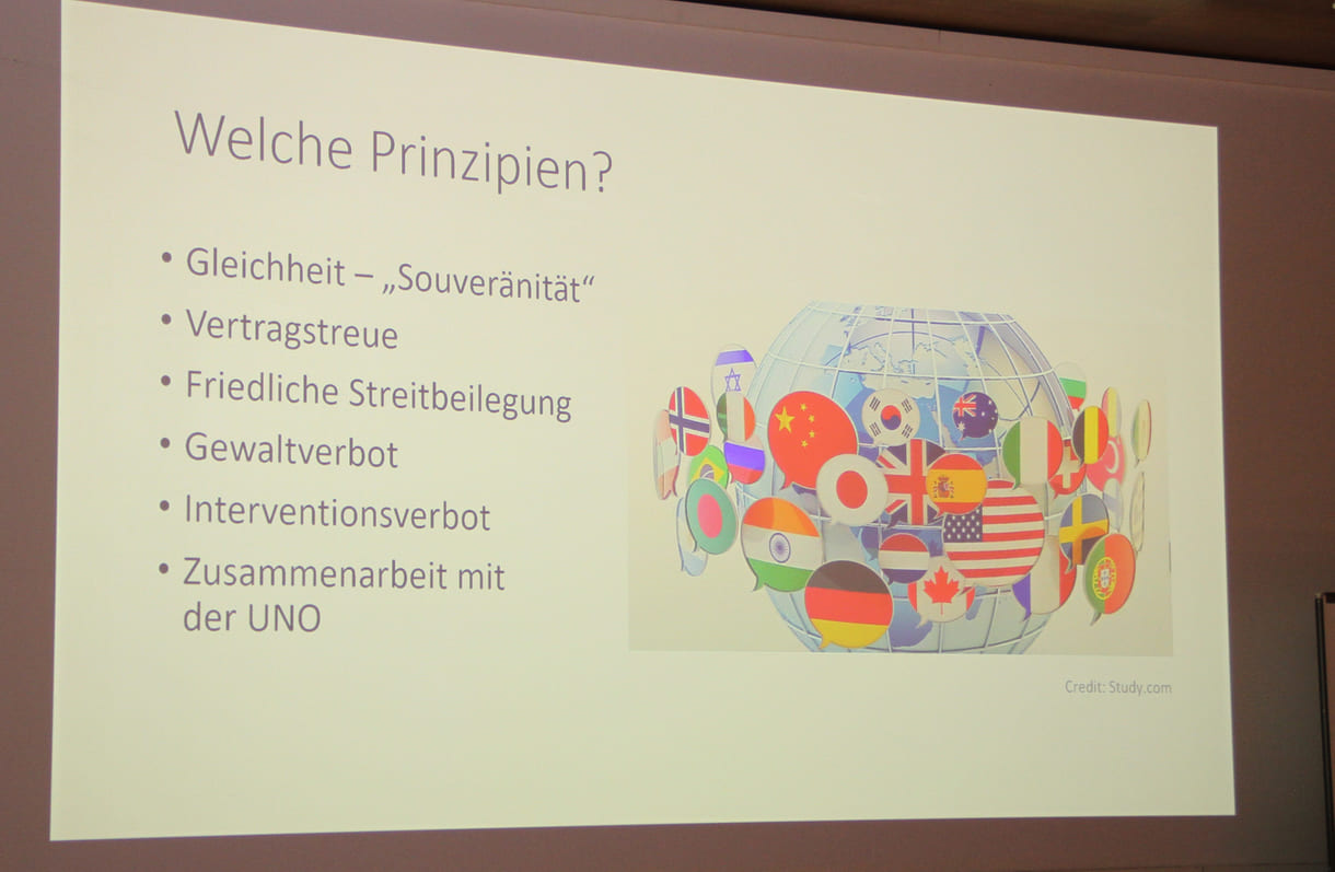 Folie, die Völkerrechtlerin Imrgard Marboe in der Lehrveranstaltung zu 80 Jahre UNO präsentierte