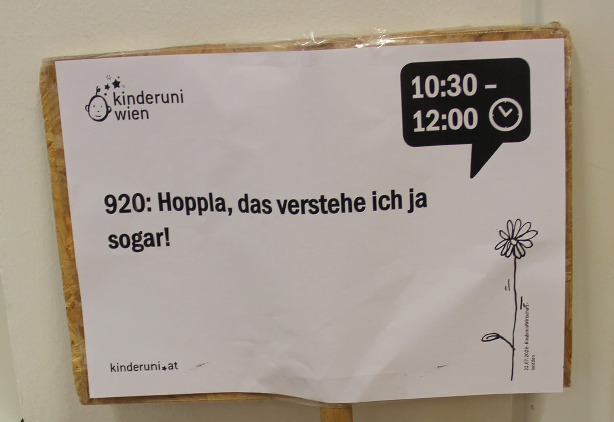Das Schild mit dem Titel der Lehrveranstaltung