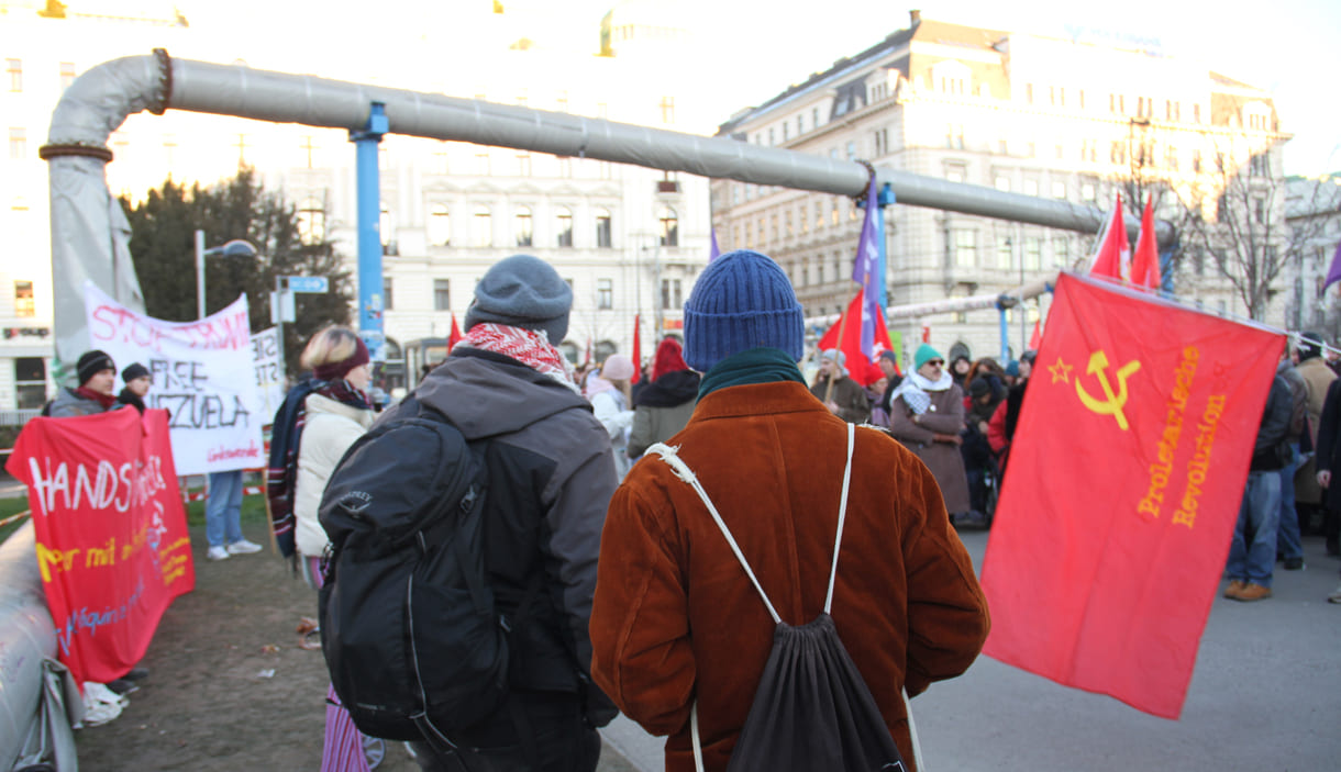 Auftaktkundgebung im Sigmund-Freud-Park, einem Teil des Parks vor der Votivkirche