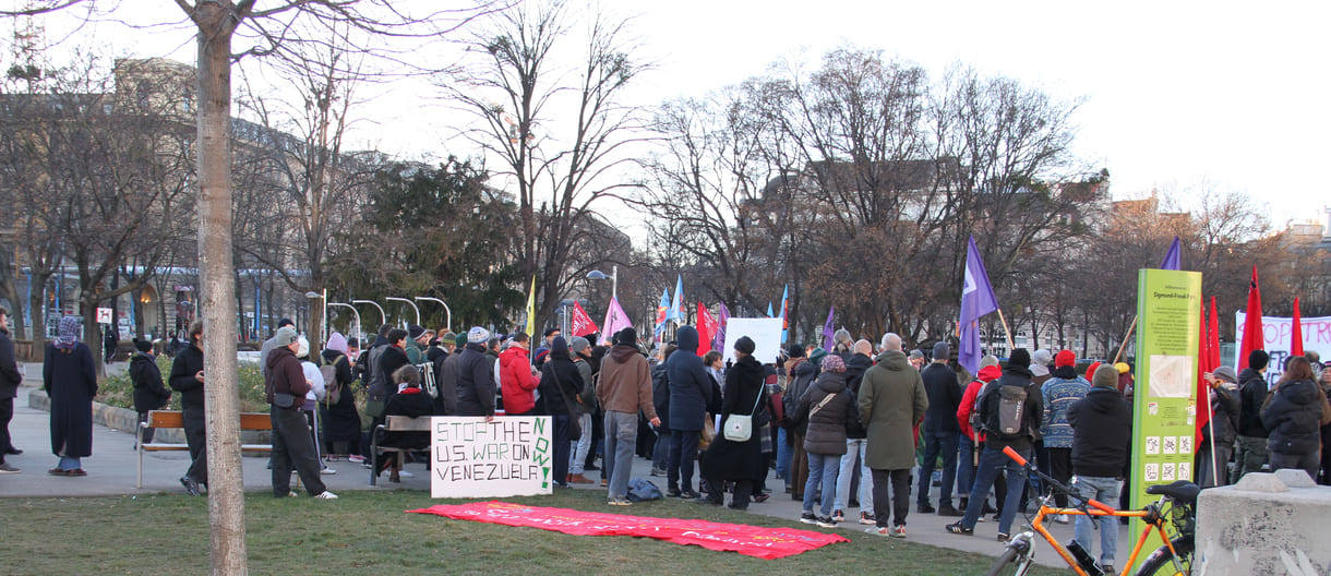 Auftaktkundgebung im Sigmund-Freud-Park, einem Teil des Parks vor der Votivkirche