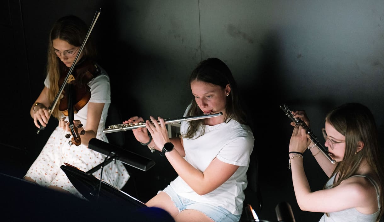 Blick auf einen Teil des Orchesters bei 