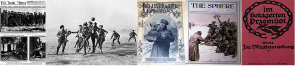 Montage aus Zeitungs- und Buch-Seiten und Fotos über den Weihnachtsfrieden an der Westfront im Ersten Weltkrieg