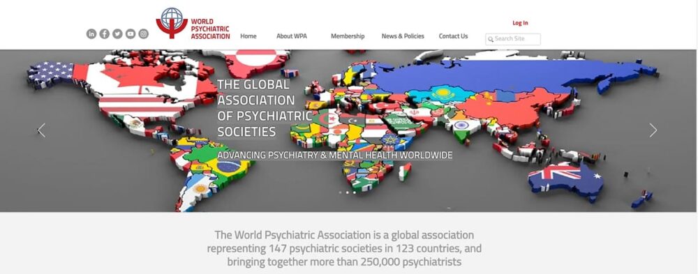 Hoempage der Welt-Psychiatrie-Vereinigung (123 Länder)