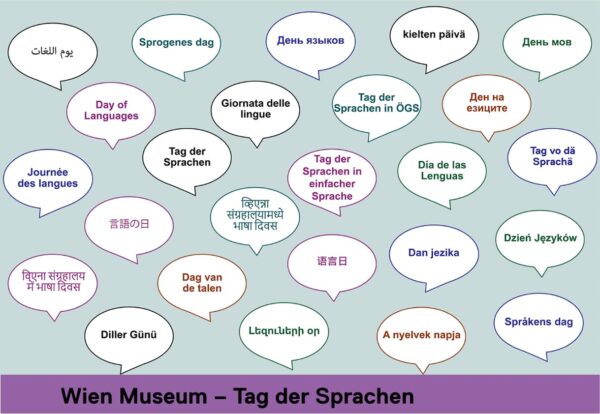 Sprechblasen in 25 Sprachen "Tag der Sprachen"