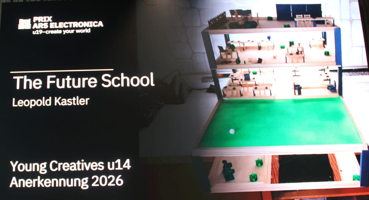 Insert zu "The Future School" von Leopold Kastler bei der Preisverleihung