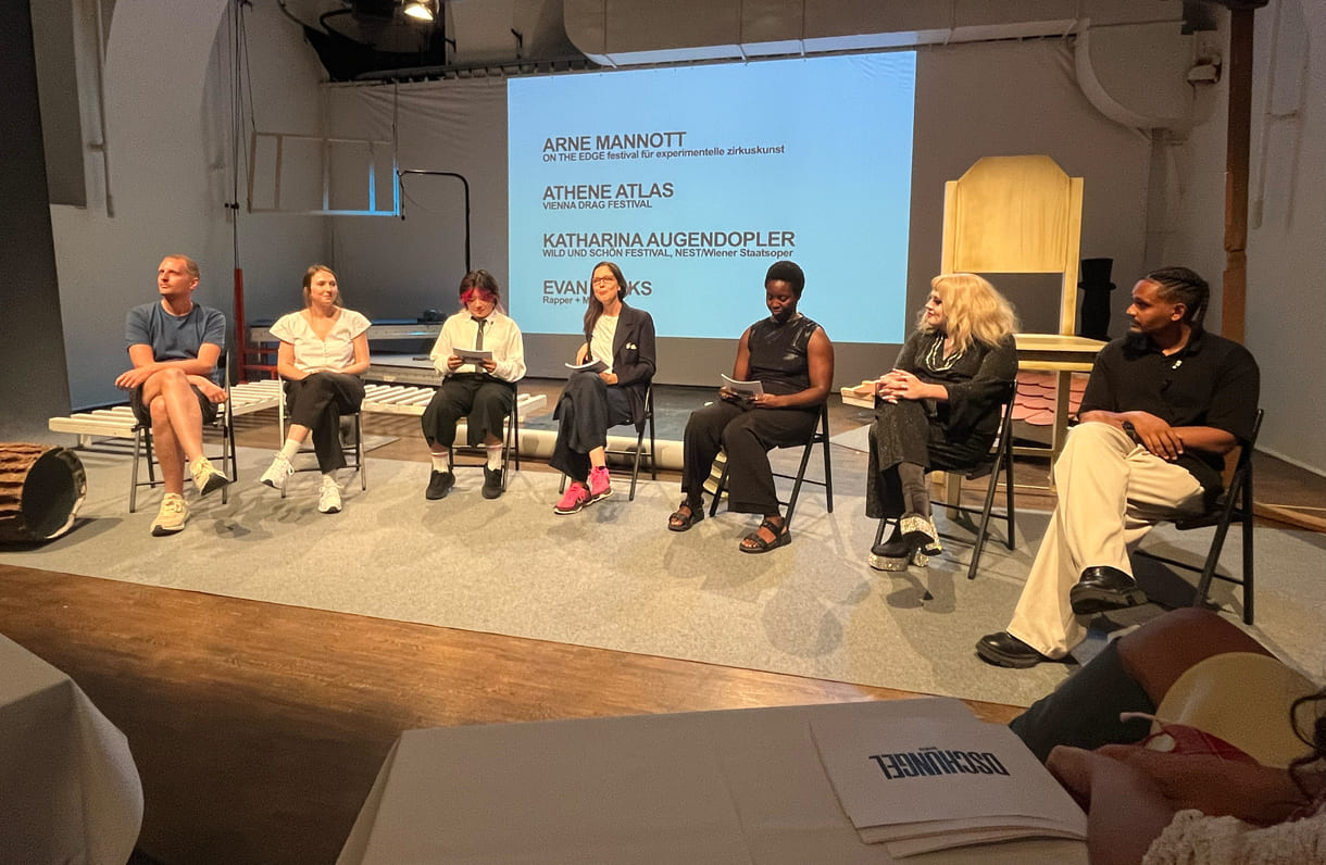 Arne Mannott (experimentelle zirkuskunst), Katharina Augendoppler (Wild und Schön Festival im Juni gemeinsam mit NEST /Staatsoper), Karla Mae Garcia, Anna Horn, Yahirwa-Stella Biziyaremye, Athene Atlas und Evan Parks
